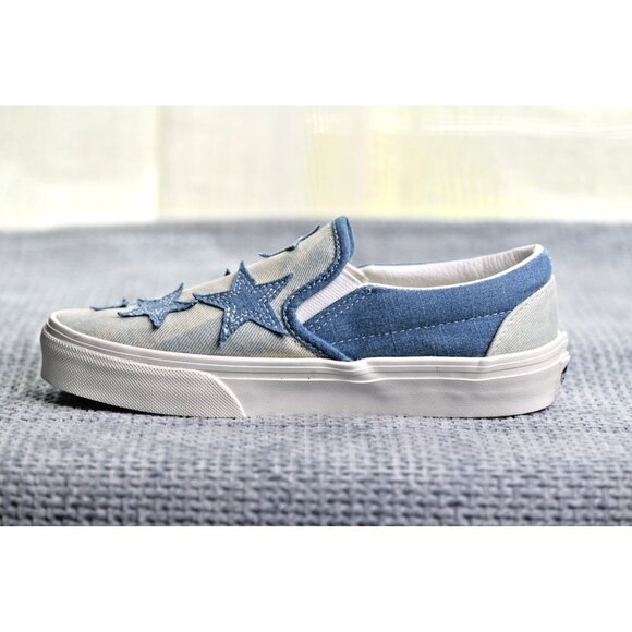 New! Size: 5.5 Women/4 Men | Vans Classic SLIP-ON Sneakers Starry Night Denim - Picture 10 of 16